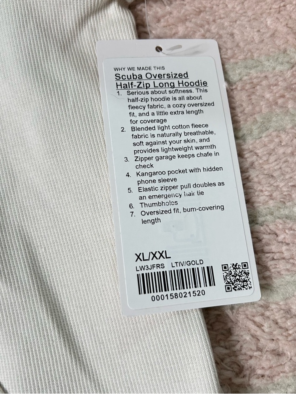 NWT Lululemon Scuba Oversized Half Zip Long Hoodie Size XL/XXL Ivory Gold - Picture 4 of 12